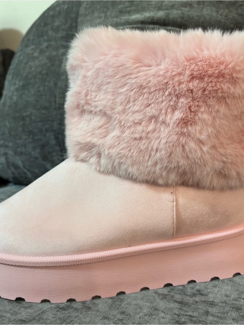 Plush Faux-Fur Ankle Boot in Pink - Women